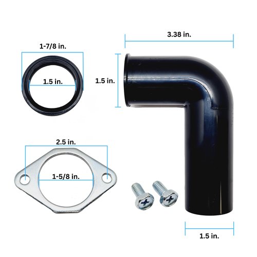 Mr. Scrappy Garbage Disposal Drain Elbow Replacement Kit - Includes 1.5" Elbow, Flange, Gasket, and Two Screws
