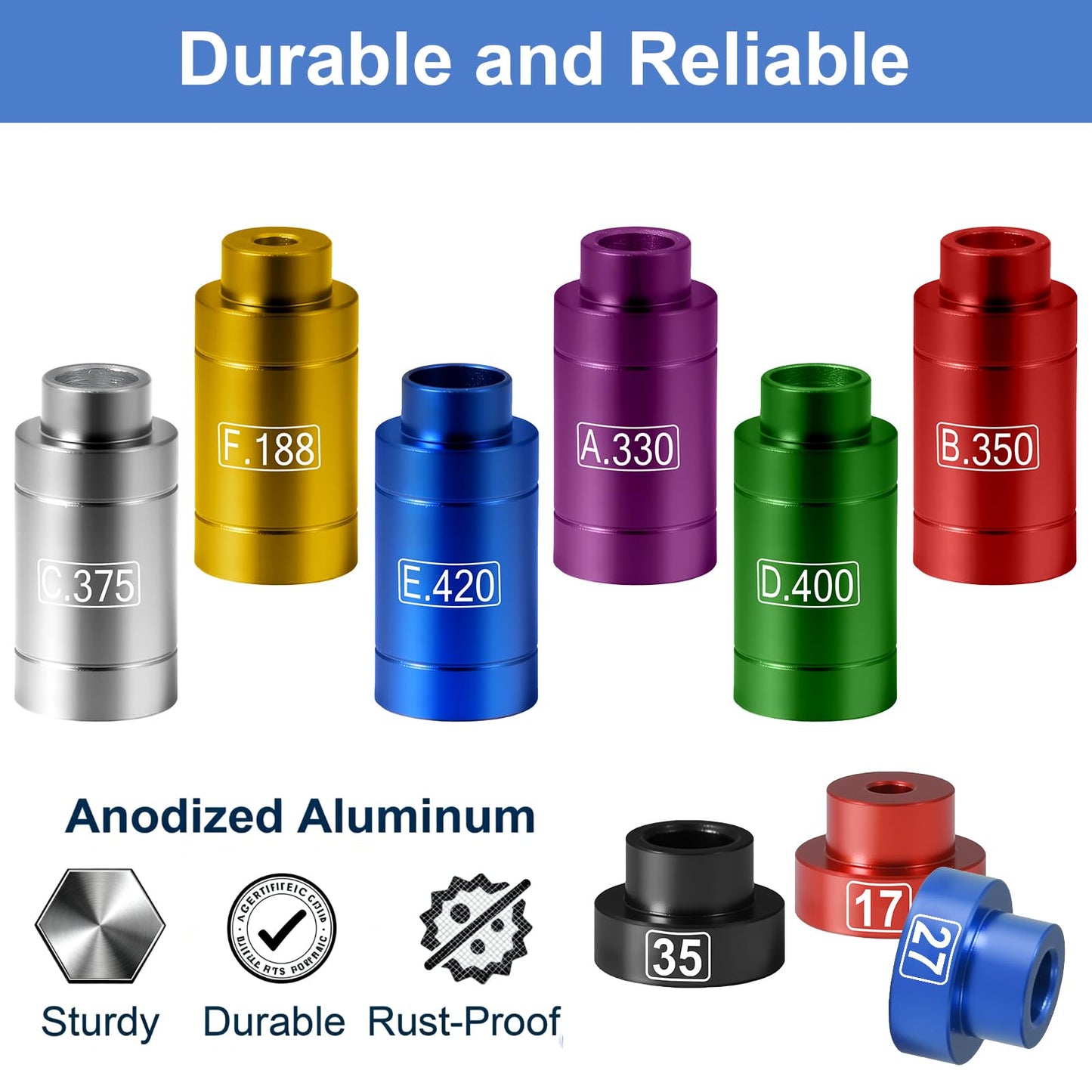 Hexola Bullet and Headspace Gauge Comparator Kit with 14 Inserts & 6 Bushings, Headspace Comparator Kit for .17 to .45 Caliber, Reloading Supplies and Equipment and Reloading Tool with Tin Case