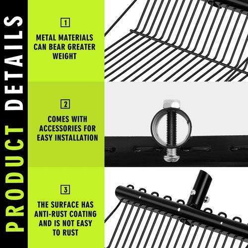Tandefio 2 Pcs Metal Fork Head Manure Pitch Fork Replacement Head Horse Rake Bulk with Angled Tines for Horse Stall Picking up Manure Garden Animal Husbandry (Black)
