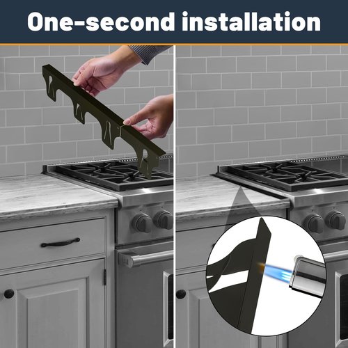 SZJHXIN Stove Gap Covers Stainless Steel, Adjustable 13.8-27.5 In(2 Pack), Heat Resistant, Gas Stove Side Gap Protector (Matte Black)