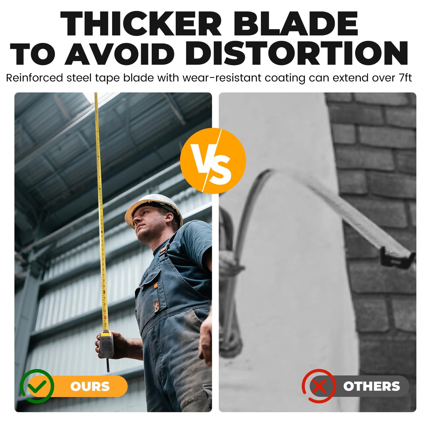 MulWark 26ft Measuring Tape Measure by Imperial Inch Metric Scale with Both-Side Metal Blade,Magnetic Tip Hook and Shock Absorbent Case-for Construction,Contractor,Carpenter,Architect,Woodworking