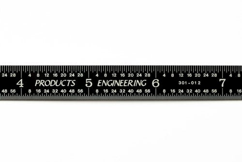 PEC Tools 301-012EZ, 12 Inch Flexible Ruler, 3R (32nds, 64ths, 10ths, 50ths),Made in US, Stainless Steel, Black Chrome