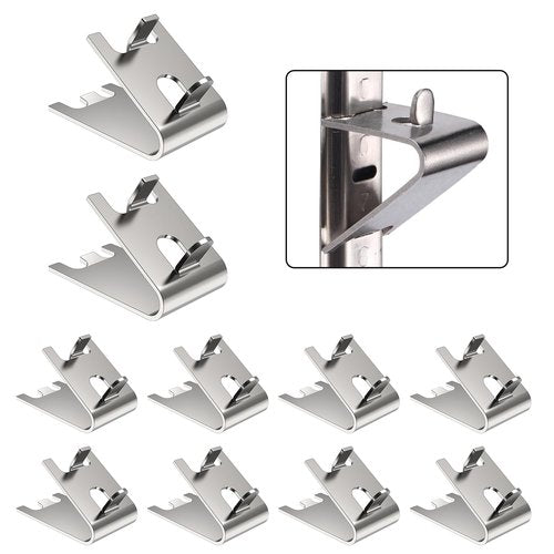 Refrigerator Shelf Clips, HOSRNOVO 10PCS Heavy Duty Stainless Steel 920158 Freezer Shelf Clips for Cooler Shelf Support (Sliver)