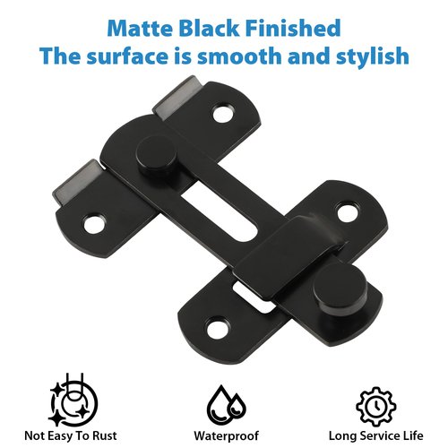 Alise 4 inch Flip Latch Gate Latches, Safety Door Lock for Barn Wood Fence Sliding French Doors,Heavy Duty SUS304 Stainless Steel Gate Hardware. Matte Black MS9500-B