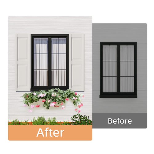 Ortus Collective Exterior Window Shutters - Weather-Resistant Polypropylene, Easy DIY Install - Raised Panel Shutters for Windows Outside, Vinyl, Brick, 14.5"W*39" H, White