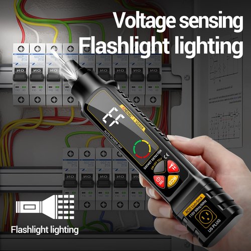 Non Contact Voltage Tester Outlet Receptacle Detector Dual Range AC 2-440V,50Hz-60Hz Live/Neutral Wire Tester with LCD Display,Breakpoint Finder,Light Fuse Checker,Circuit Polarity Wall Plug Tool