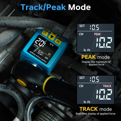Upgrade Digital Torque Adapter, (±1% Accuracy, 12.5-250Ft-lb), 1/2" Digital Torque Wrench Adapter for Car, Versatile Meter - Smart Alert | Peak/Track | Preset | Store/Delete, for Automotive(340N.m)