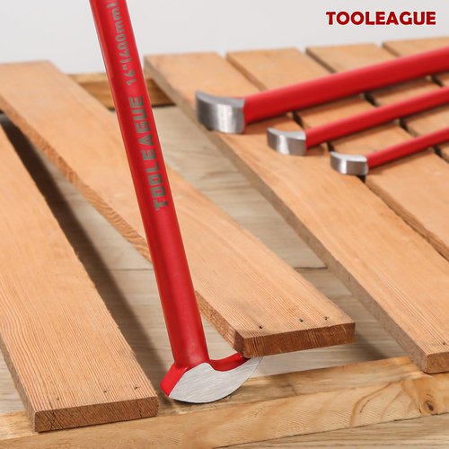TOOLEAGUE 4Pcs Rolling Head Pry Bar Set,6",12",16",20" Heavy Duty Pry Bars Hand Tool for Garages,Machinery Aligning & Prying, Red
