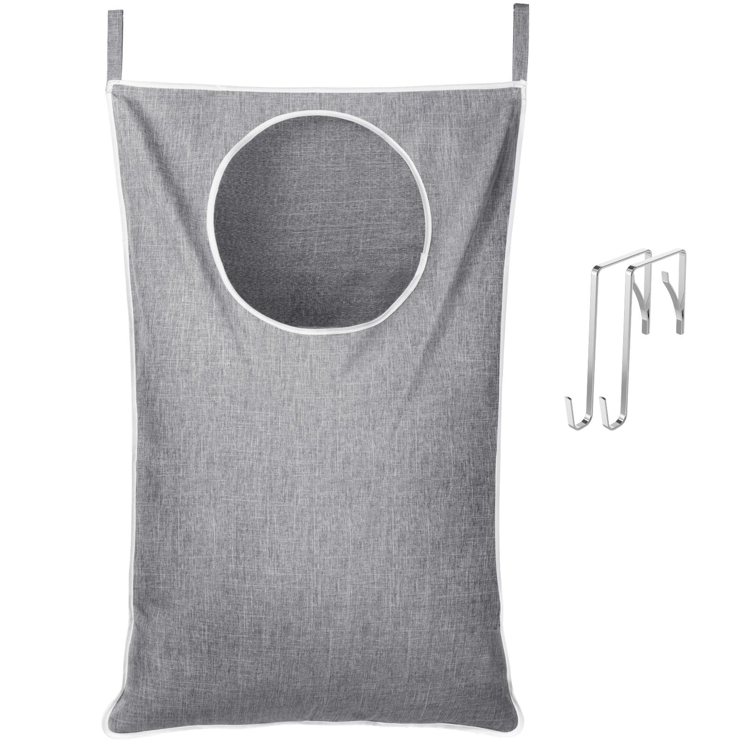 Home dormitory waterproof double pocket round mouth hanging dirty clothes basket bathroom storage hanging bag, behind the door laundry basket clothes toy storage bag easy to clean