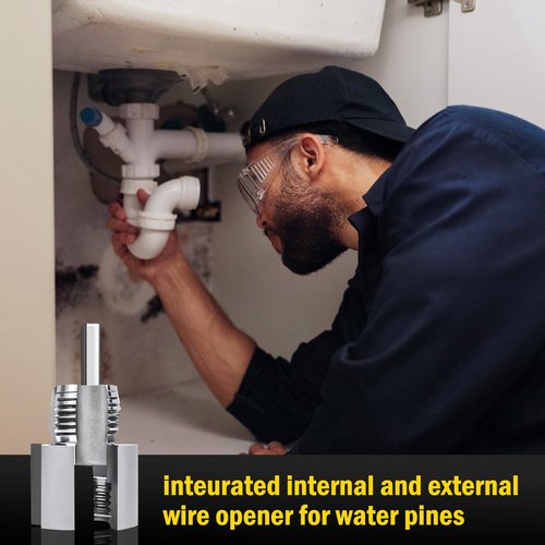 2pcs Integrated Internal & External Pipe Threading Tool, Dual-Function Pipe Thread Cutting Tool,Electric Drill Compatible PVC Pipe Thread Cutting Tool for Water Pipes,1/2'' 3/4'' Dies+1 gloves