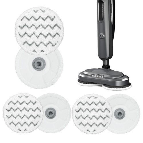 Gabrella 6 Pack 3897A Rotating Steam Mop Pads Replacement Compatible with SmartSteam Bissell SpinWave Scrubbing Steam Mop 3897A 3712C 3712W, Reusable Wave Pattern Pads