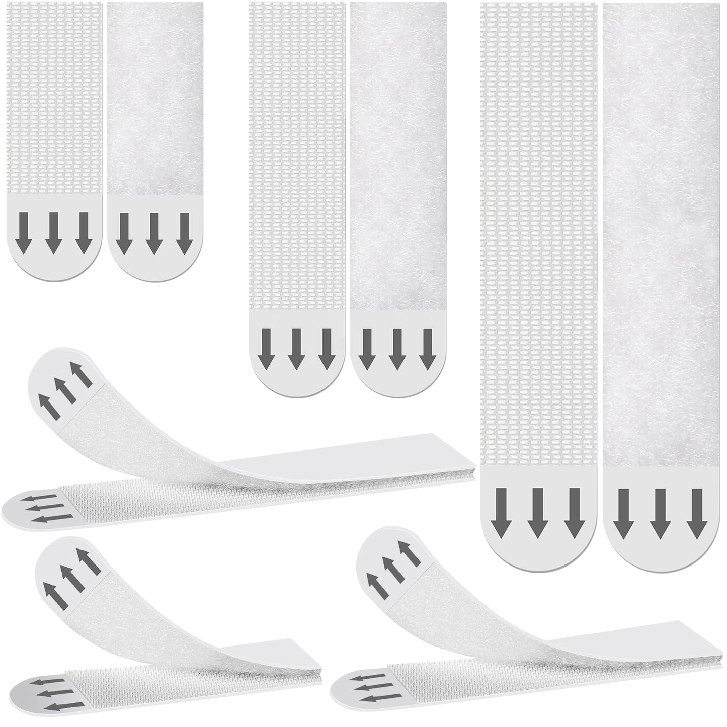 Picture Hanging Strips Kit Heavy Duty, 3 Size No Nails Adhesive Poster Strips for Frame Mounting Hooks, Damage Free Hanging Poster Hangers for Wall Decoration, Classroom, Renter Friendly, White 96 PCS