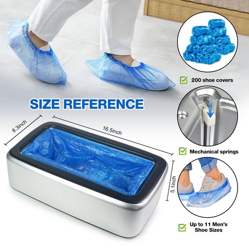 YJDayy Shoe Covers Dispenser Containing 200pcs Shoe Cover Disposable Non Slip High Quality Automatic Shoe Cover Machine with Disposable Shoe Covers for Indoors for Most Occasion and Shoes Size