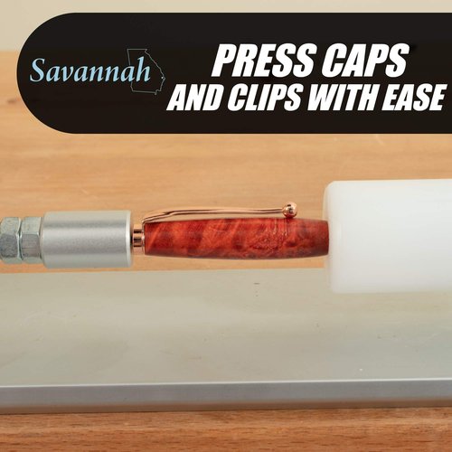 Savannah Pen Press with Anodized Aluminum Base and Adjustable Assembly Rod with UHMW Pressure Stop for Assembling Pen Parts | Exerts up to 30 Pounds of Pressure