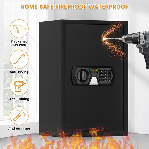 3.4 Cuft Fire Proof Safe for Home Documents, Safe Box Fireproof Waterproof, Digital Security Fire And Water Proof Safes Box With Combination Keypad, Mute Mode, Anti-Theft Alert Jewelry For Money Cash