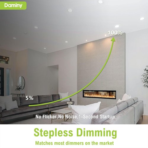 DAMINY 12 Pack 6 Inch LED Recessed Lighting with Junction Box,5CCT,Ultra-Thin Recessed Light,11W 1100lm, Dimmable Canless Wafer Ceiling Light, High Brightness - ETL