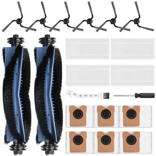 20 Pack Replacement Accessories Compatible with eufy C10 Robot Vacuum Cleaner, 2 Main Brush 6 Sidebrush 4 Filter 6 Dust Bag 1 Cleaning Brush 1 Screwdriver