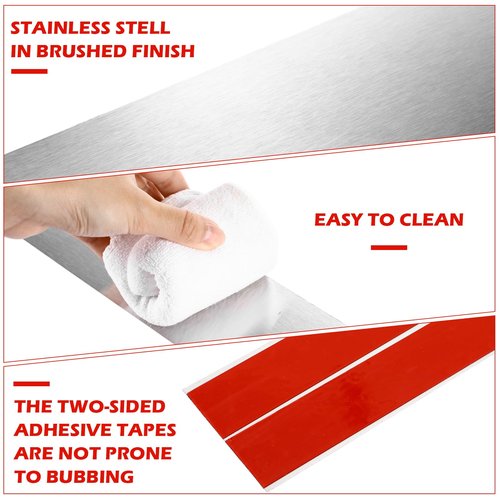 Otoolling 6 Pcs Door Scratch Protection Plate Door Metal Kick Plate 3" x 12" Self Adhesive Stainless Steel No Drill KickPlate for Interior, Exterior Doors, Sliver