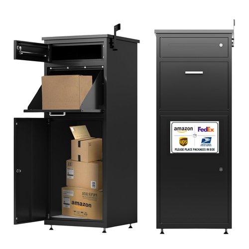 Package Delivery Boxes for Outside 44.5" H Large Parcel Drop Box with Mailbox Anti-Theft and Waterproof Outdoor Deliveries Box for Yard Garden Patio Home Porch Curbside