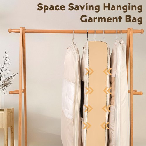CINPIUK Space Saving Hanging Garment Bag with Self Compression Zipper for Closet Travel Suit Cover Organizer Clothes Dustproof Dress Bag for Suits, Dresses, Coats, XL - 51‘’ x 23'' x 6''