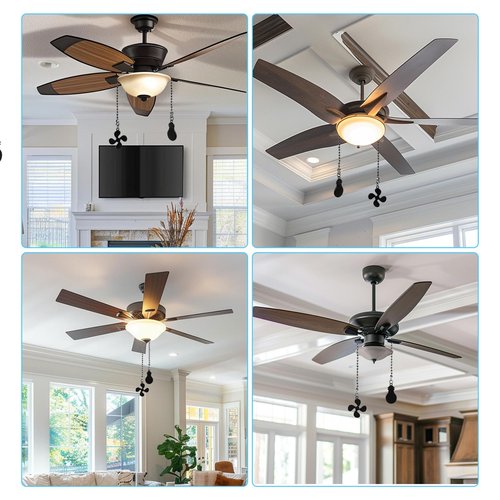 4 Pcs Black Ceiling Fan Pull Chain 13 Inch Fan and Bulb Pattern Ornaments Cord Extension Pull Chain Extension Beaded Ball Fans Strings Decorative Ceiling Light Chains Pulls Pendant Extender