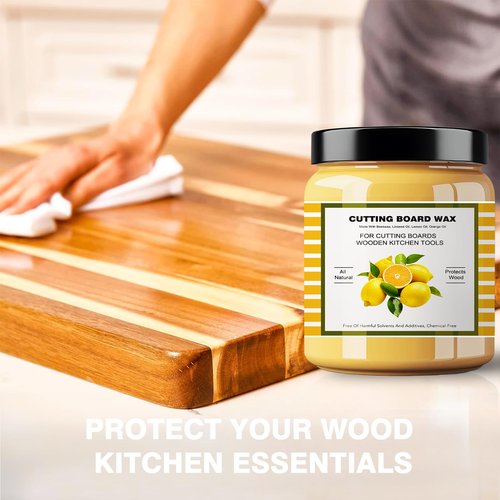 Premium Cutting Board Finish Wax - Natural Beeswax and Carnauba Wax - Enriched with Lemon & Orange Oils - for Wood Butcher Blocks, Wooden Bowls, and Utensils - Natural Wood Conditioner - 3.5oz