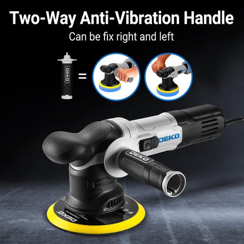 Car Buffer Polisher: DEKOPRO 6 Inch Dual Action Orbital Buffer Polisher, 6 Variable Speed 1800-5500 RPM Random Polisher Kit with 4 Buffing Pads for Car Detailing Polishing Waxing(Gray)