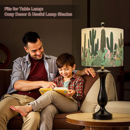 Lampshades Lamp Shades set of 2 Seamless pattern cactus Wild cactus forest Lamp Shades for Table Lamps Floor Lamps Pendant Light Shade Drum Lampshades Boho Light Cover