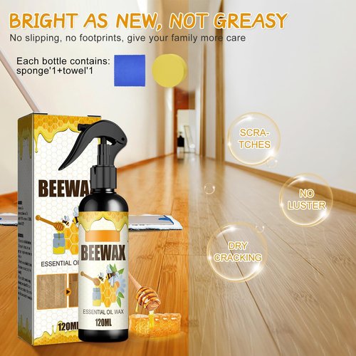 Natural Beeswax Spray Furniture Polish, Wood Cleaner, Wood Floor Polish - Beeswax Polish Spray Used to care for living rooms,kitchens,wood furniture floors (2PCS)