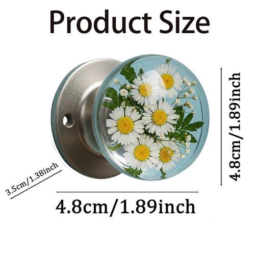 Unique Decorative Door Handle, Retro Round Resin Epoxy Flower Door Knob Retro, reative Artistic Decor for Bedroom, Nature Style Transparent Animal Crystal Doors Knobs (Style B)