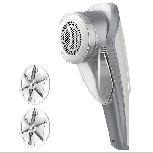 MR.SIGA Fabric Shaver and Lint Remover with 2 Speeds, Rechargeable Electric Lint Fuzz Remover with LED Lights and 2 Replaceable 6-Leaf Blades, Cream/Gray