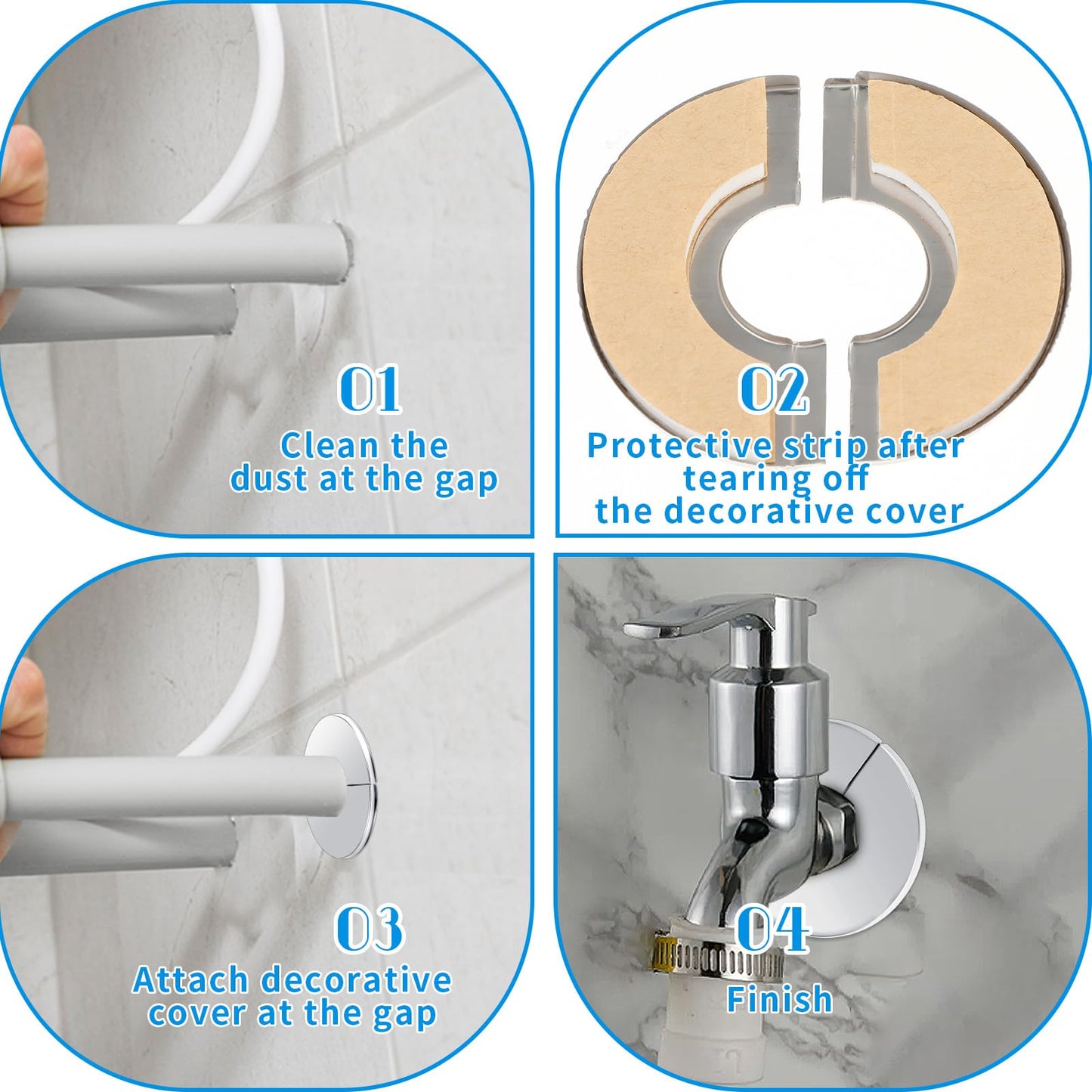 Prasacco 3 Pcs Escutcheon Plate Plumbing Cover Plates Wall Split Flange Stainless Steel Round Pipe Flange Faucet Flange Toilet Flange Escutcheon Ring Flange for 1 Inch Diameter Pipe, White