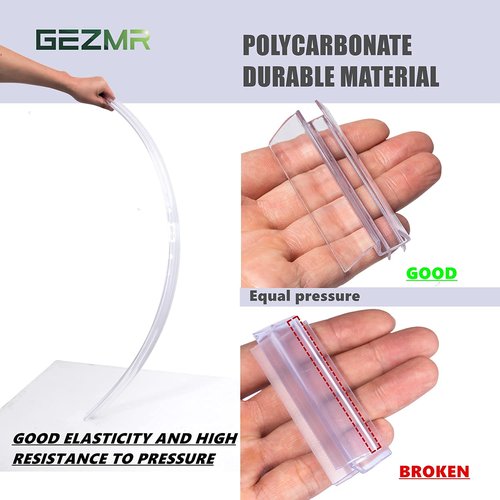 GEZMR 2-Pack Ultra Clear Shower Door Bottom Seal (3/8'' X 39'', Polycarbonate) Frameless Glass Shower Door Seal Strip Shower Door Sweep - Stop Shower Leaks and Create a Water Barrier