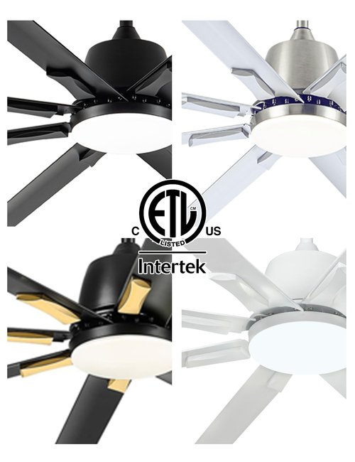 Maxslak 72 Inch Ceiling Fan with Light,Industrial Ceiling Fan with 8 Black Aluminium Blades,Smart Fan Works with Alexa,Garage Outdoor/Indoor Fan for Patio and Living Room