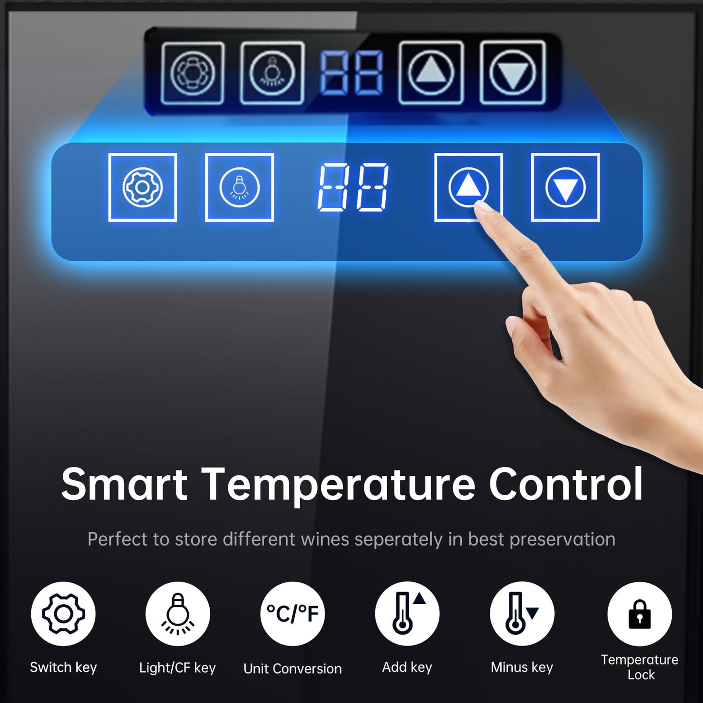 KingChii 12 Bottle Wine Cooler, Freestanding Wine Fridge with Glass Door, Adjustable Shelves & Digital Temperature Display Wine Refrigerator for Red, White, Champagne - Perfect for Home, Kitchen, Bar