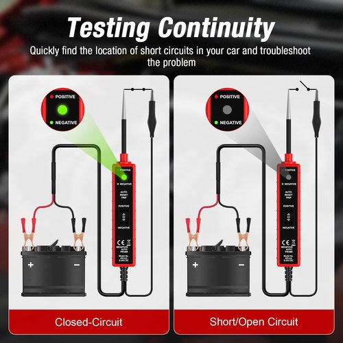 OBDMONSTER Power Circuit Probe Tester Automotive, 6V-24V DC Car Test Light Circuit Short&Open Finder Car Circuit Tester Diagnostic Tool with Continuity/Component/Grouding/Polarity Test