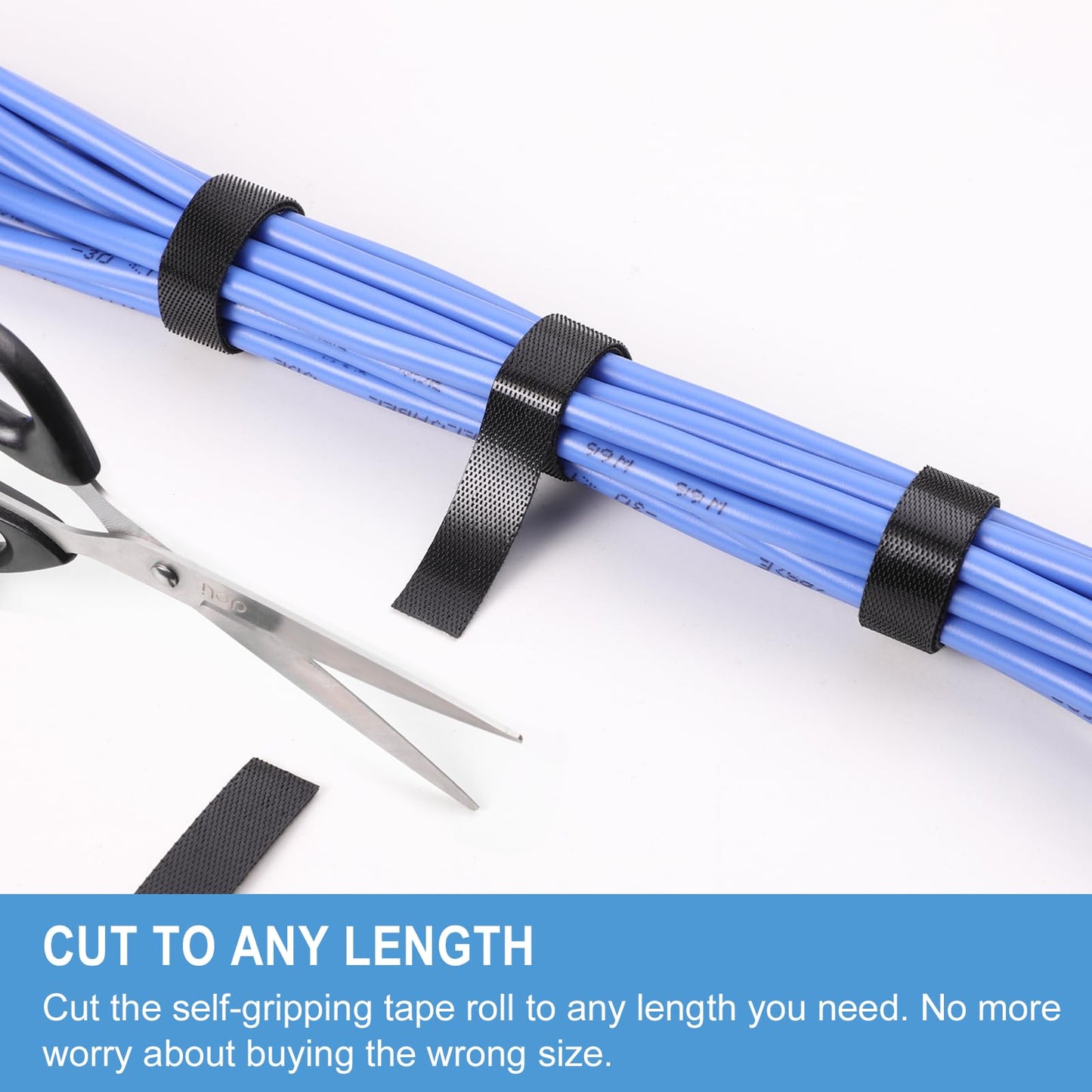 1 in x 30 ft Hook and Loop Roll | Double-Sided Strips, Self-Gripping Straps | Reusable Multi-Purpose Wrap Fasteners for Home, Office, Data Center, and More