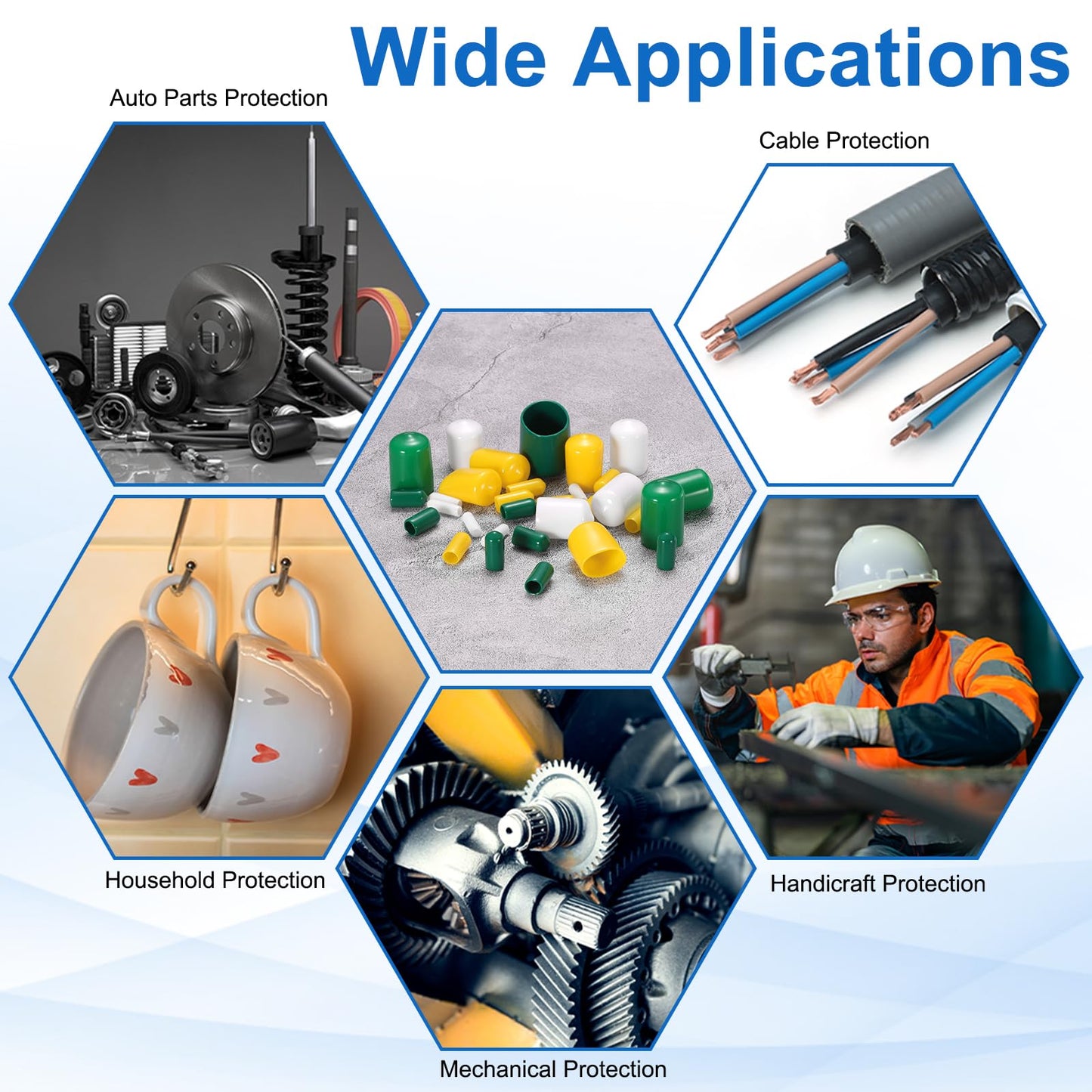 HARFINGTON 100pcs Round Rubber End Caps 9.5mm ID Bolt Covers Caps Vinyl Rubber Flexible Screw Thread Protectors for Metal Tube Rod Bolts, Translucent