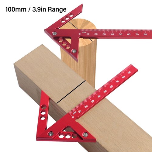 DIRBAK Center Line Scriber Aluminum Alloy, 45Degree Angle Scribing Tool, Woodworking Center Finder with 100mm Range, Lightweight & Sturdy for Woodworking Precision Marking