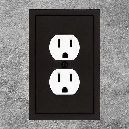 Modern Edge Decorative Wall Plate Switch Plate Outlet Cover, Durable Solid Zinc Alloy (Single Duplex 2PK, Matte Black)