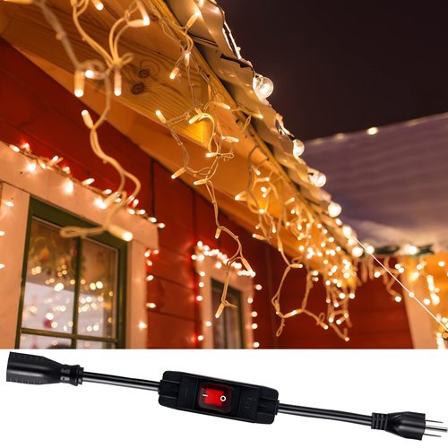 Makevivi Outdoor Waterproof On/Off Switch Extension Cord, Heavy Duty 125v/250v Black SJTW Cord (1.5 Ft, Black)