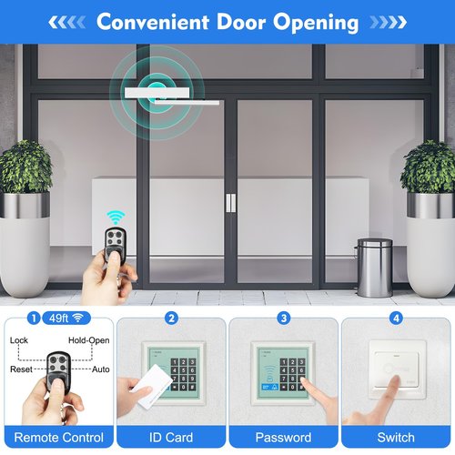 Pattosaey Automatic Swing Door Opener Heavy Duty Door Operator Remote Control Swing Opening, Manual/Auto Mode Low-Noise Gear Compliant for Residential & Commercial Use
