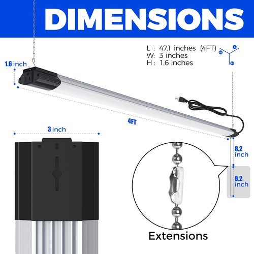 Barrina BS84 LED Shop Lights for Workshop 4FT, 84W, 10000LM, 5000K Linkable Light Fixture for Garage, Basement, Hanging or Flush Mount, ETL, 4 Packs