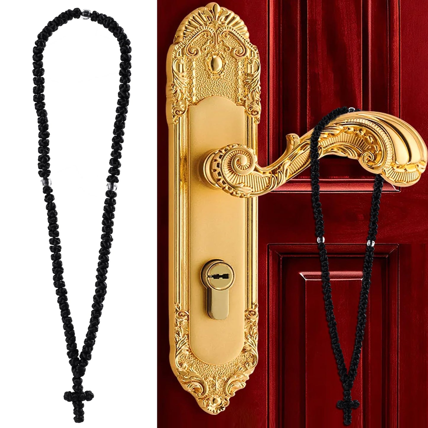 YANGWRshop Black Orthodox Prayer Rope, 100 Knots Prayer Rope Orthodox Christian, Orthodox Prayer Beads for Christian, Car Accessories (1 Pcs)