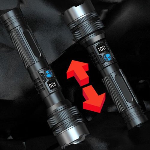 2025 The Ultimate Survival Flashlight, 100000 Lumen Flashlights for Emergencies, Handheld Spotlight with Zoom, Power Bank, and Digital Display, Linternas Led Recargables De Alta Potencia (1PCS)