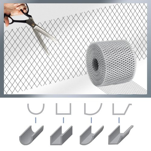 5inch X 100ft Flat Aluminum Gutter Protection Gutter, Covers Gutter Screen, DIY Aluminum Leaf Filter Rainwater, Gutter Guards, Used for Filter Roof Tree Branches and Leaves (Silver)