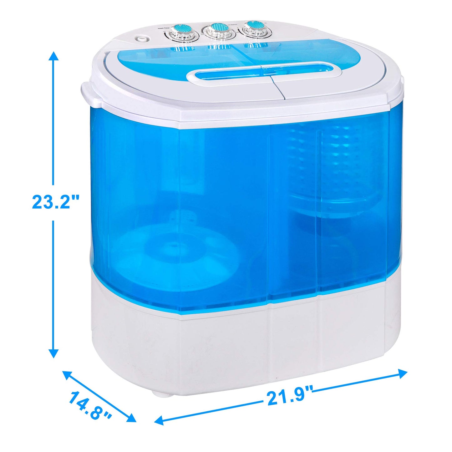 SUPER DEAL Small Portable Washing Machine 9.9lb Mini Compact Washer Twin Tub Laundry Machine Top Load Spinning and Washing Combo 6.57 FT Inlet Gravity Drain Hose