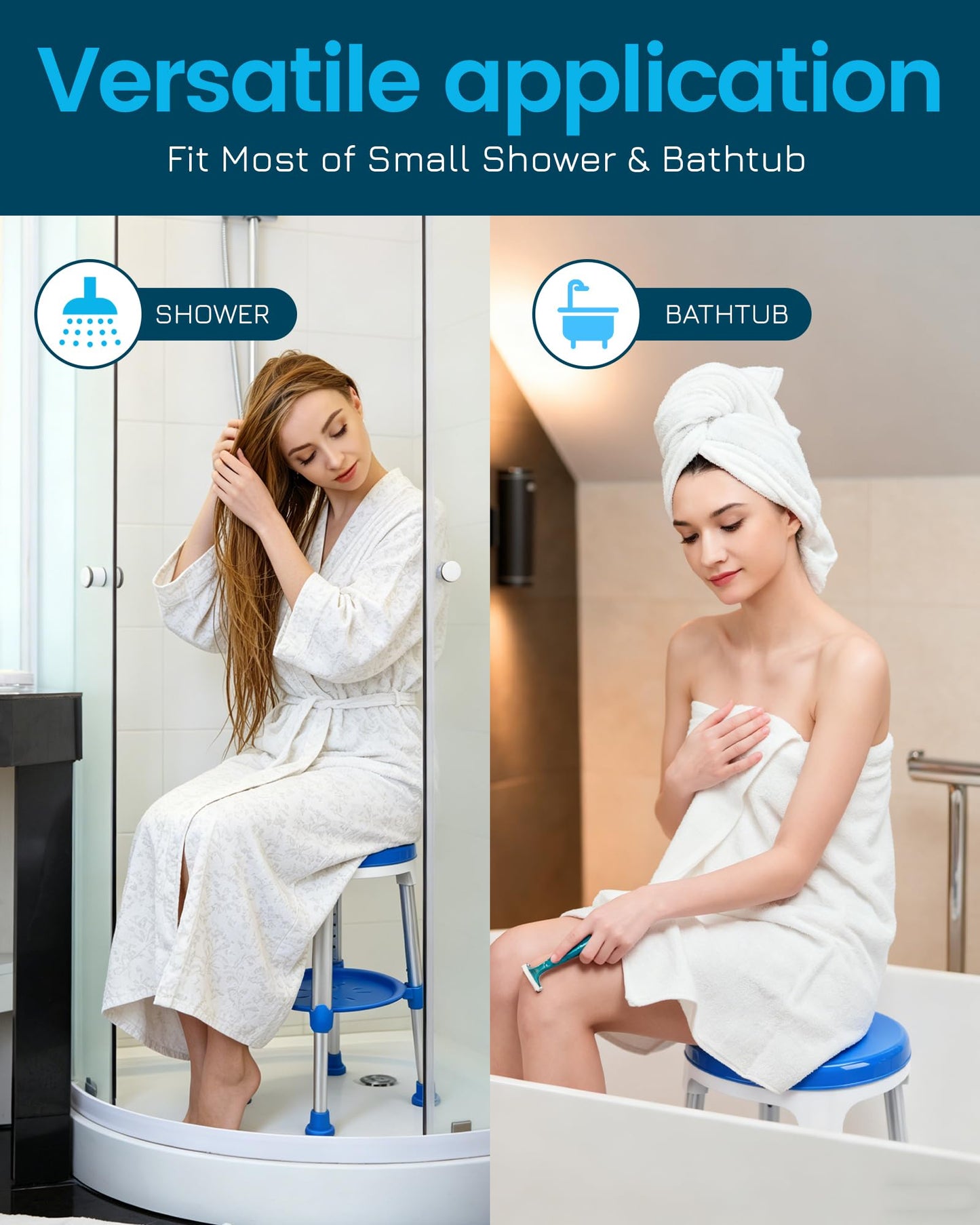 HOMDABO Swivel Shower Stool for Inside Shower - Height Adjustable Shower Seat for Elderly and Disabled - 400 lbs Heavy Duty Shower Chairs for Seniors, HDB-797E