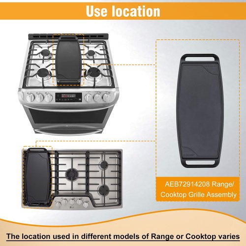 AEB72914208, AEB72914211 Gas Stove Griddle plate Compatible with lg Stove, Range, Cooktop, Oven, etc. Replaces lg Griddle Plate for Gas Range, AEB72914210, AEB72914205, AEB72914206, AEB72914204