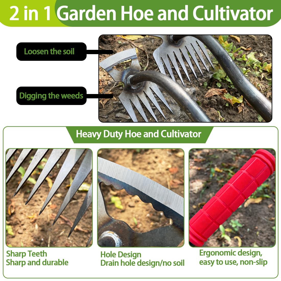 Lehood Weed Remover Tool, Portable Garden Weeder Tool, New Gardening Weeding Tools, for Garden Hand Tools for Vegetable Gardening Backyard Farm Planting & Uprooting Weeding Tool (Rubber Handle)